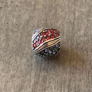 Brighton Americana Red and Blue Rhinestone Charm Bead July 4th